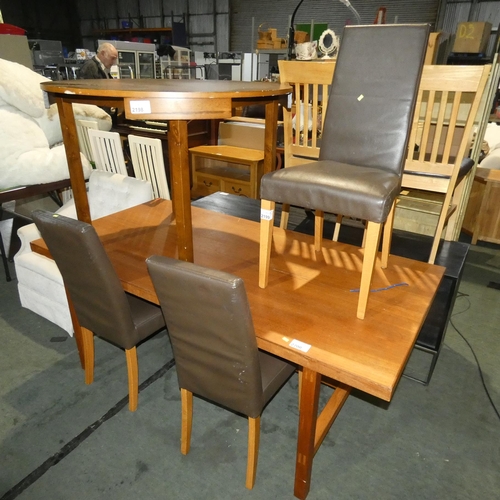 2199 - 3 x brown upholstered dining chairs