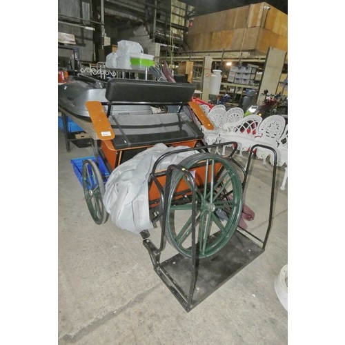 2034 - A two wheel  pony trap / gig supplied with 2 x pairs of wheels (1 pair diameter approx 59cm and 1 pa... 