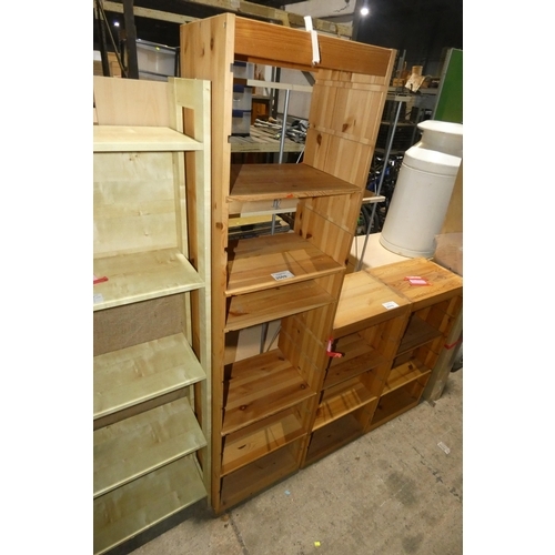 2069 - 1 x Pine shelf unit with adjustable shelves approx 44 x 30 x 176cm high