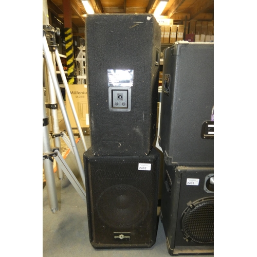 2402 - A pair of loud speakers by Gear-4-Music type P-12H 150w - trade