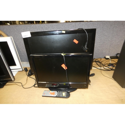 2487 - 2 small flat screen combi TV/DVD players - trade