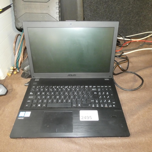 2495 - An Asus Pro laptop 7th gen i7 processor with charger, laptop will not power up, hdd and ram removed ... 