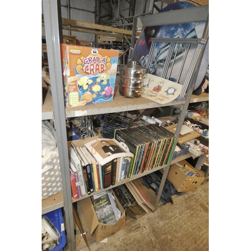 2126 - A quantity of various items including books, vinyl records, 1 x manual tile cutter, 1 x hand operate... 