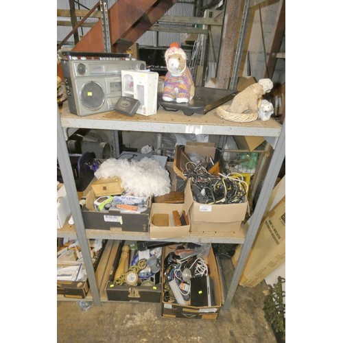 2129 - A quantity of various items including a Tower hot plate 240v, ornaments, electrical items etc. Conte... 