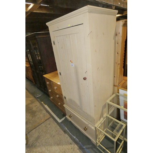 2138 - A painted Pine two part cupboard with 1 door above and 1 drawer below approx 80 x 60 x 191cm high an... 