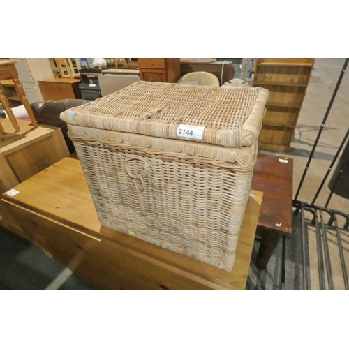 2144 - A wicker basket approx 59 x 47 x 50cm high