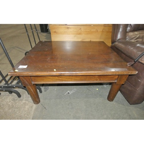 2146 - 1 x dark wood coffee table approx 105 x 88cm