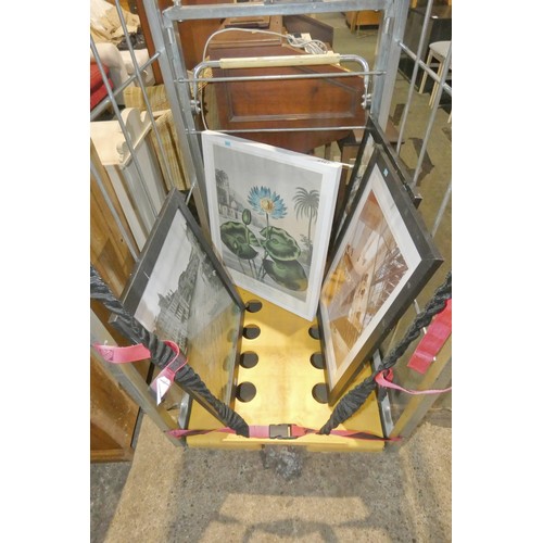 2167 - 4 x various framed prints / photographs. Contents of 1 wheeled cage which is not included