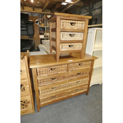 2179 - 1 x dark wood storage unit with 5 x pull out baskets approx 95 x 43 x 75cm high and 1 x matching sma... 