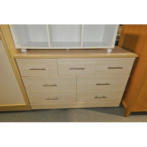 2187 - 1 x wood effect chest of 7 drawers approx 122 x 45 x 77cm high