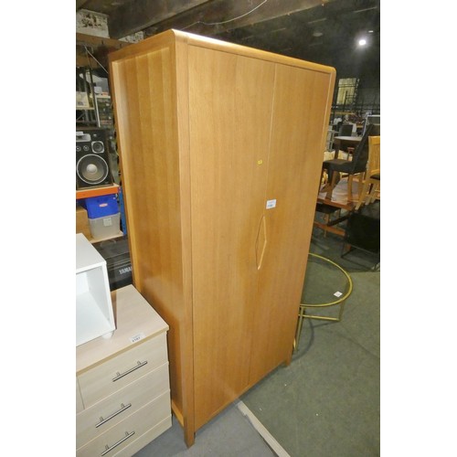 2188 - 1 x wooden two door wardrobe approx 90 x 60 x 196cm high