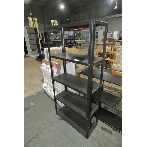 2216 - 1 x bay of black metal racking approx 69 x 29 x 143cm high