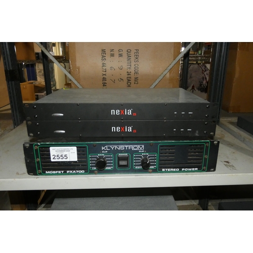 2555 - A rack mount Mosfet high power amplifier type Kynstrom PXA700 and 2 Nexia CS by BiAmps - trade