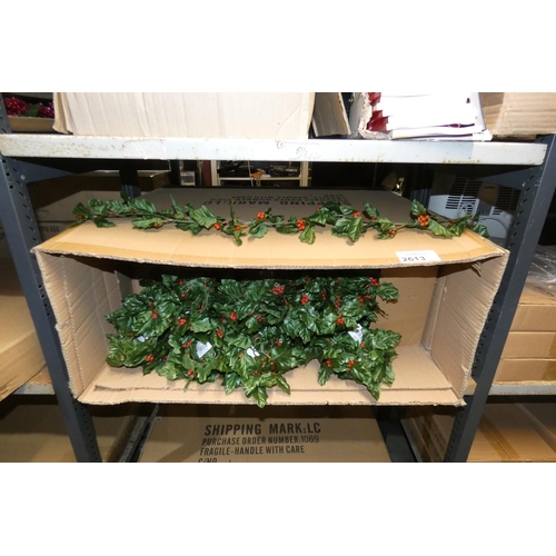 2613 - A box containing a large quantity of 6ft Holly Garlands 4x24=96