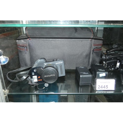 2445 - A Sony Handycam video 8 camcorder CCD-TR305E with batteries and charger, an Olympus AZ-300 super zoo... 