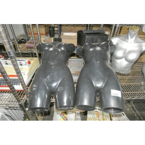 2309 - 2 x female torso mannequins - black