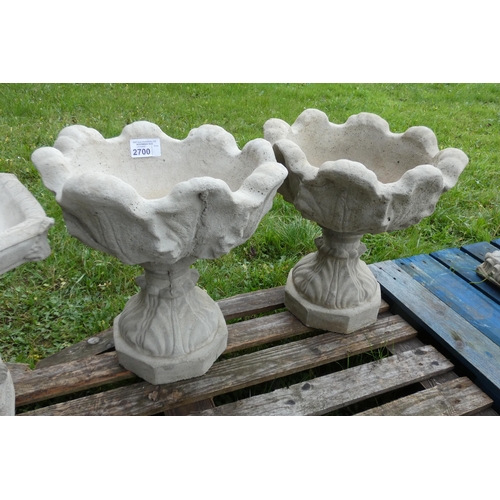 2700 - A pair of tulip style concrete planters