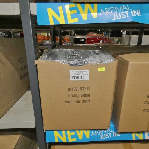 2584 - 2 boxes each containing a set of 3 light up silver parcels for indoor display - trade