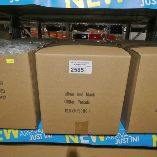 2585 - 2 boxes each containing a set of 3 light up silver parcels for indoor display - trade