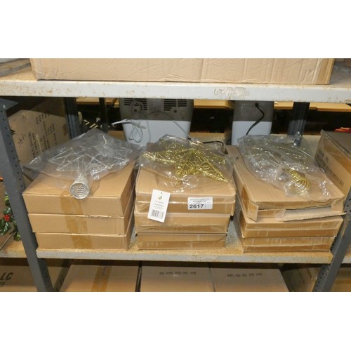 2617 - 9 x large various Christmas decorations boxed, including tree top stars and hanging decorations