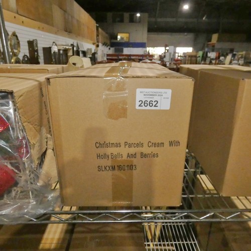 2662 - 2 x boxes containing 2 sets of 3 light up parcel decorations, battery powered for indoor use