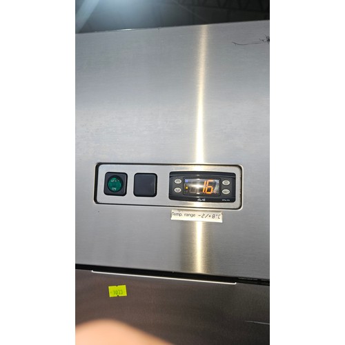 1007 - A large commercial stainless steel 2 door catering fridge by Matricola type SA-TN-140 - please note ... 