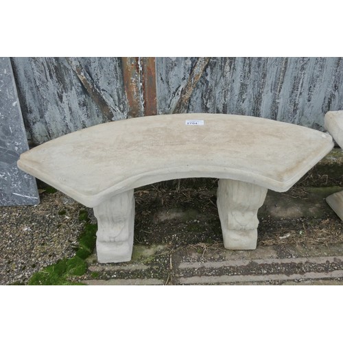 2704 - A curved concrete bench on classic style plinths