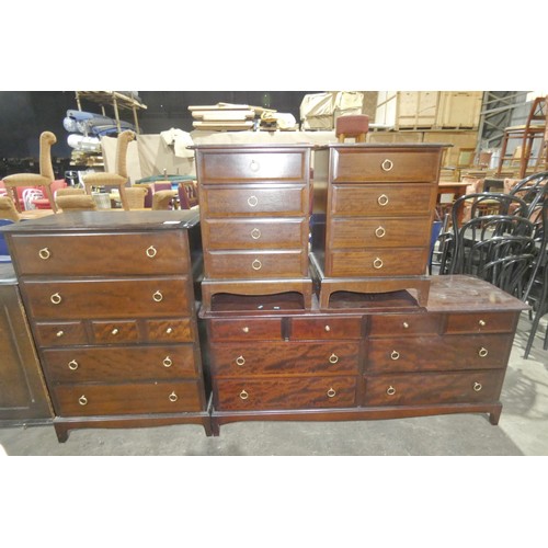 2715 - A 4 piece bedroom set by Stag, comprising of a 7 drawer chest, 2 x bedside cabinets & a wide 8 drawe... 