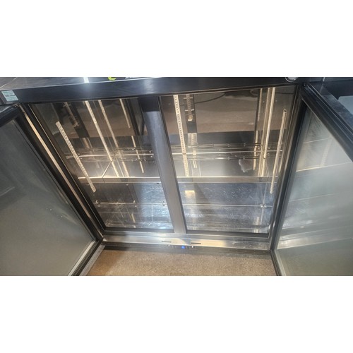 1172 - A commercial stainless steel counter height frosted glass door fridge by IMC type V90, unit requires... 