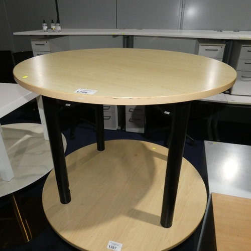 1396 - 1 x wood effect round table diameter approx 100cm