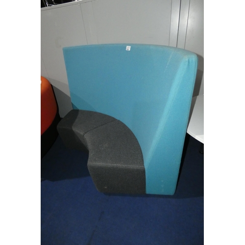 1429 - A two tone upholstered curved reception type seat by Sixteen 3 approx 175cm wide - grey /turquoise