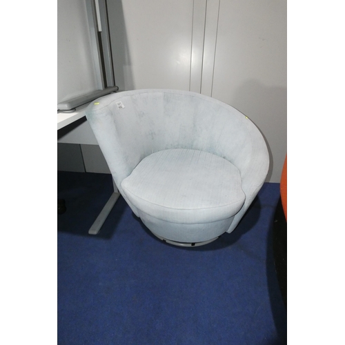 1432 - A pale blue upholstered reception type swivelling chair