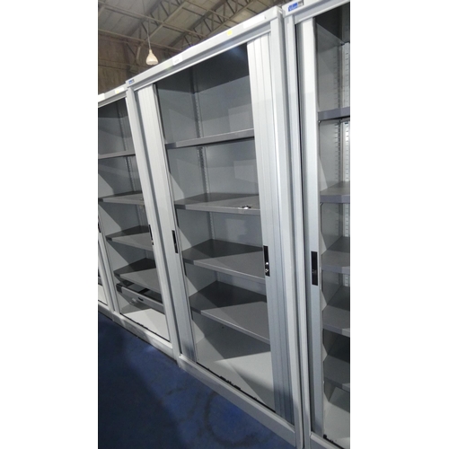 1455 - 1 x Silverline metal tambour front cabinet approx 100 x 50 x 200cm