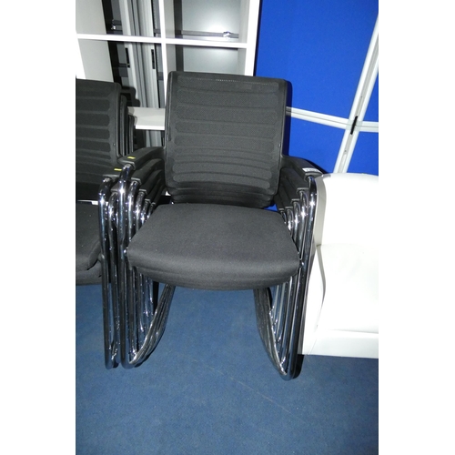 1494 - 5 x Interstuhl black upholstered stacking cantilever chairs. Please note there is wear where the cha... 