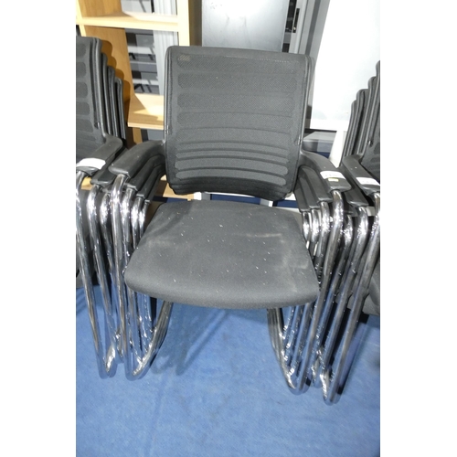 1496 - 4 x Interstuhl black upholstered stacking cantilever chairs. Please note there is wear where the cha... 