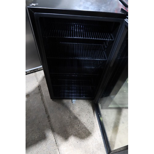 1233 - An under counter bottle display fridge by Cookology type CBC98BK -trade, Tested Working