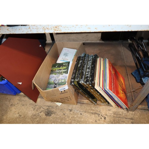 2126 - A quantity of various items including books, vinyl records, 1 x manual tile cutter, 1 x hand operate... 