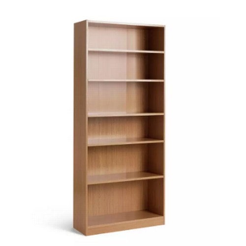 2130 - An Argos Maine tall wide extra deep beech effect bookcase - Unused and supplied in two boxes