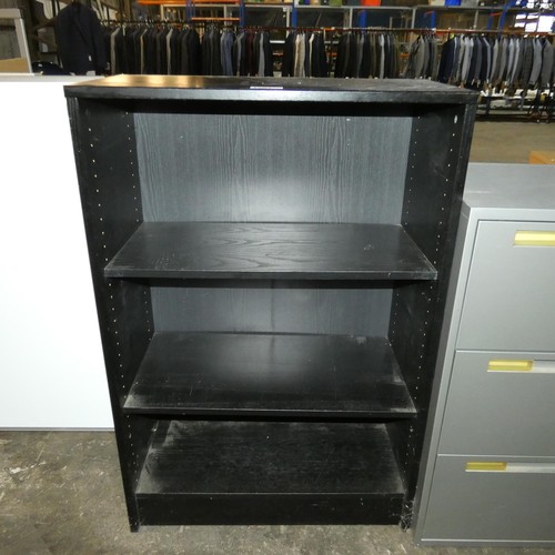 1564 - 1 x black wood effect shelf unit approx 80 x 41 x 120cm high