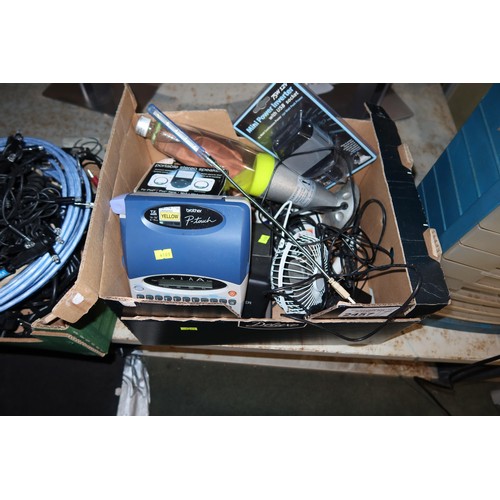 2457 - A quantity of various items including a multi section set of drawers, usb light, audio cables etc. C... 