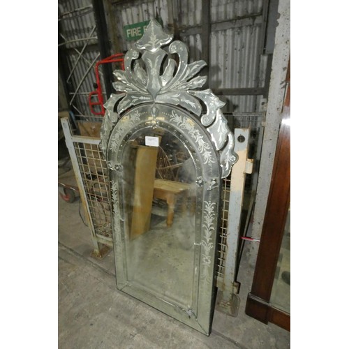 2762A - 1 x arched top decorative mirror approx 60 x 140cm high