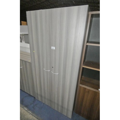 1383 - 1 x grey wood effect two door cabinet approx 99 x 47 x 199cm high