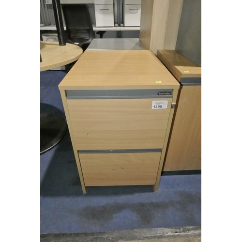 1395 - 1 x Contraplan wood effect two drawer filing cabinet