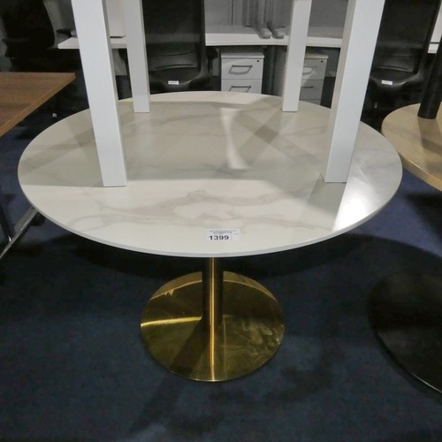 1399 - 1 x round table with stone effect top diameter approx 100cm