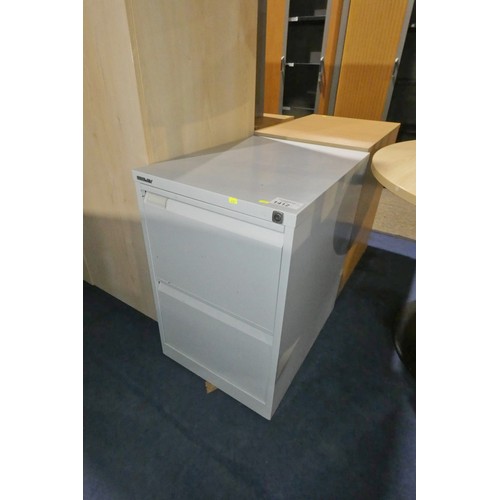 1412 - 1 x grey metal two drawer filing cabinet