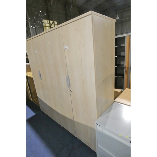 1413 - 1 x wood effect two door cabinet approx 100 x 57 x 201cm high. Please note that the front panel belo... 