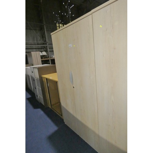 1414 - 1 x wood effect two door cabinet approx 100 x 57 x 201cm high