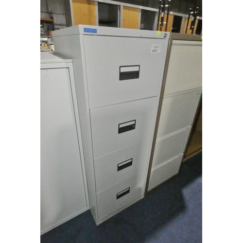 1417 - 1 x grey metal 4 drawer filing cabinet