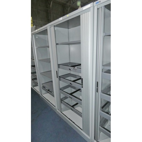 1458 - 1 x Silverline metal tambour front cabinet approx 100 x 50 x 200cm