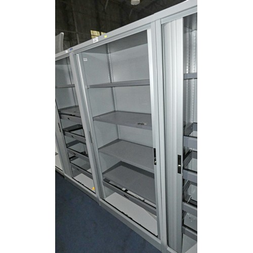 1459 - 1 x Silverline metal tambour front cabinet approx 100 x 50 x 200cm